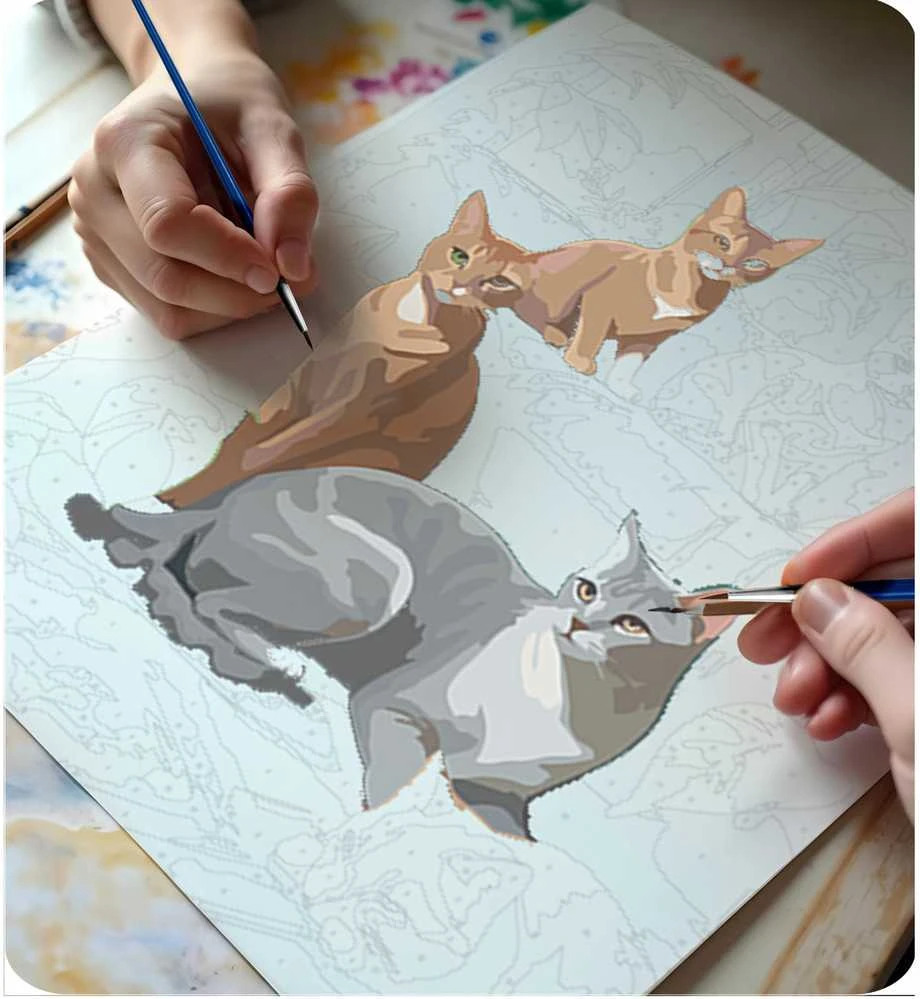 Paveikslas tapybai pagal skaičius 40x50 cm Massido Katės