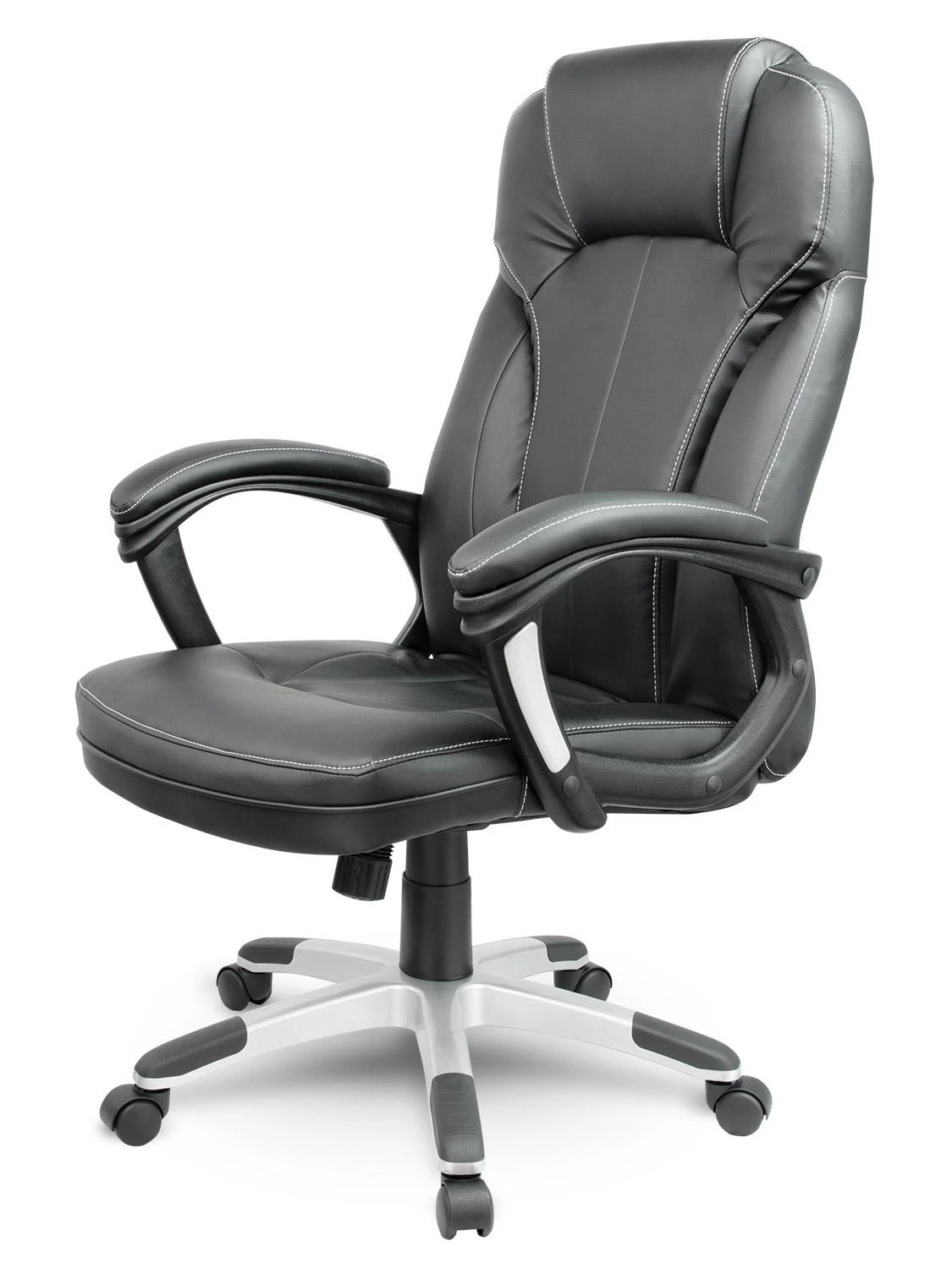 Sofotel Ekologiškos odos biuro kėdė, ergonomiškas dizainas, juoda pasukama kėdė, patogi kompiuterio kėdė, vadovo biuro kėdė