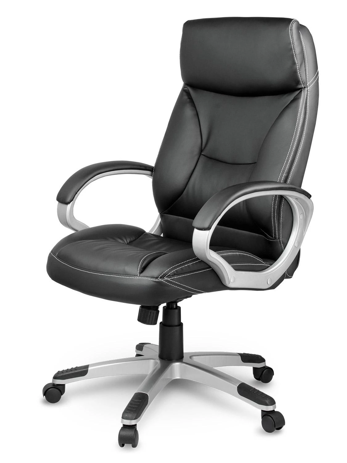 Sofotel Biuro kėdė, ergonominė odinė, juoda vadovo kėdė, reguliuojamo aukščio, patogi stalo kėdė