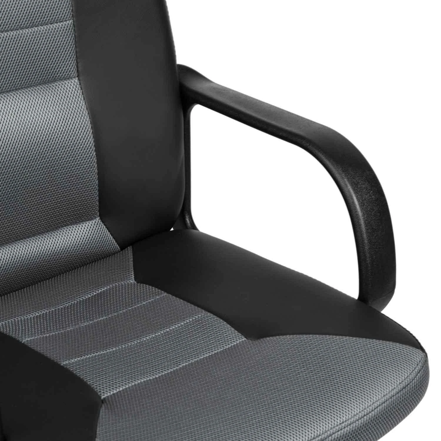 Sofotel Biuro kėdė, oda ir mikro tinklelis, ergonomiškas dizainas, juoda ir pilka, reguliuojamo aukščio biuro kėdė, patogi kompiuterio kėdė