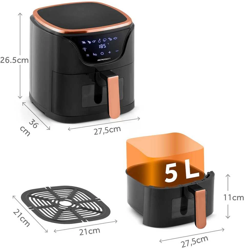 Berdsen Bealiejė oro gruzdintuvė Air Fryer BD-652 juodos ir aukso spalvų