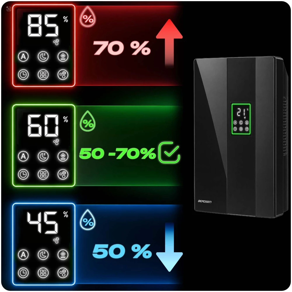 Automatinis oro sausintuvas Berdsen BD-861 700 ml/parą su higrostatu ir pulteliu, juodas