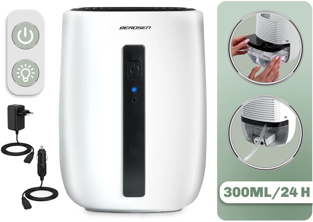 Automatinis oro sausintuvas Berdsen BD-855 su 12 V automobiliniu adapteriu, 800 ml, baltas
