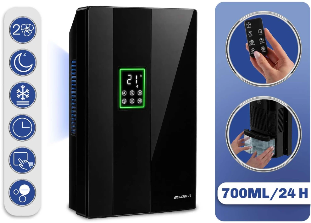 Automatinis oro sausintuvas Berdsen BD-861 700 ml/parą su higrostatu ir pulteliu, juodas