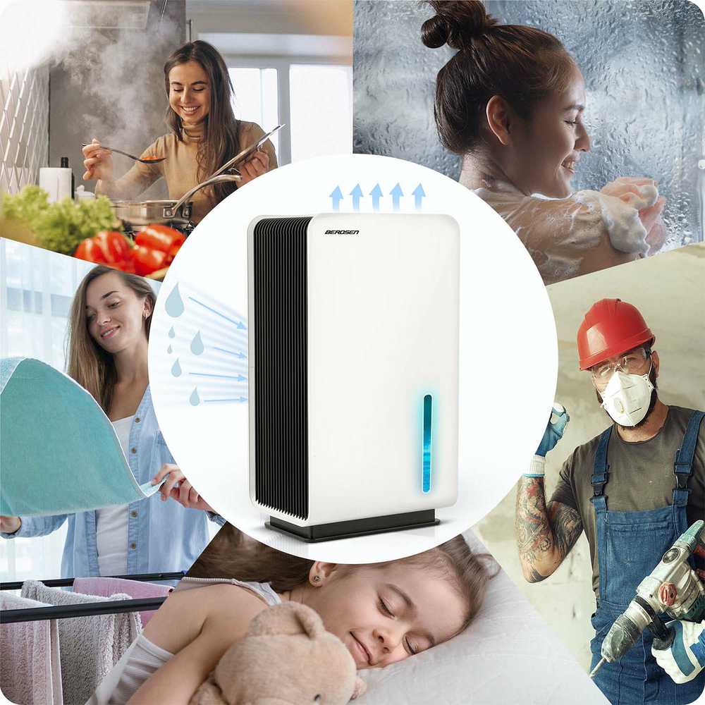 Berdsen Oro sausintuvas, namų naudojimui, efektyvus drėgmės sugėriklis, tylus veikimas, su HEPA filtru
