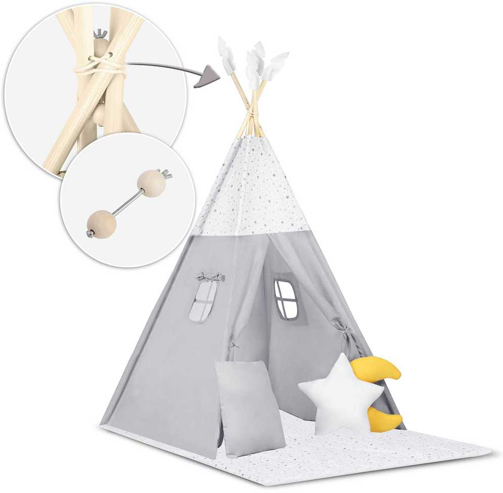 NK-406 Nukido vaikiška tipi palapinė - šviesiai pilka