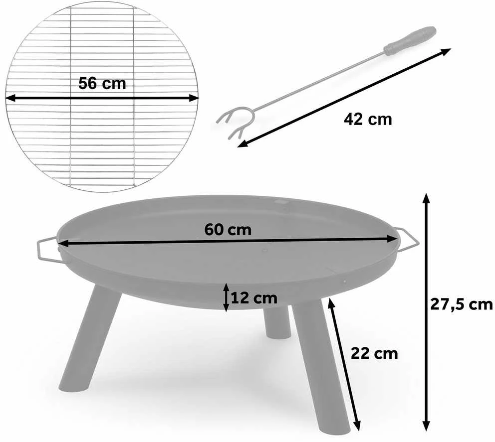 Paleniskas sodo su grotelių 60 cm Berdsen BD-881