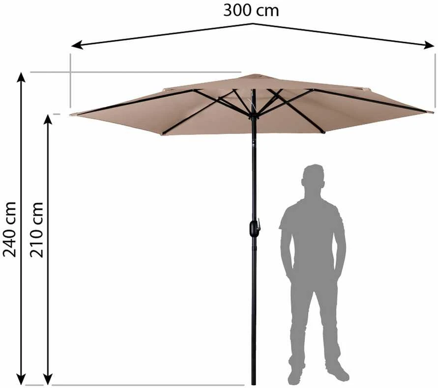 Sulankstomas sodo skėtis, 6 dalių, 300 cm, su uždanga, „Plonos PL-884“