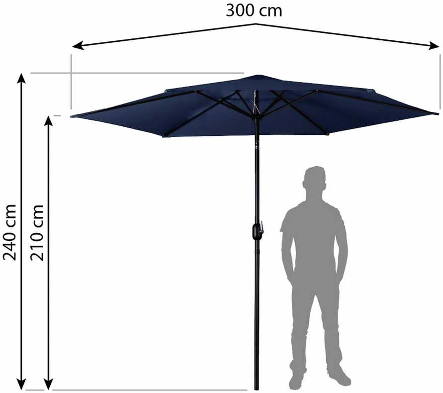 Sulankstomas 6 segmentų 300 cm ilgio plonas sodo skėtis su dėklu Plonos PL-884