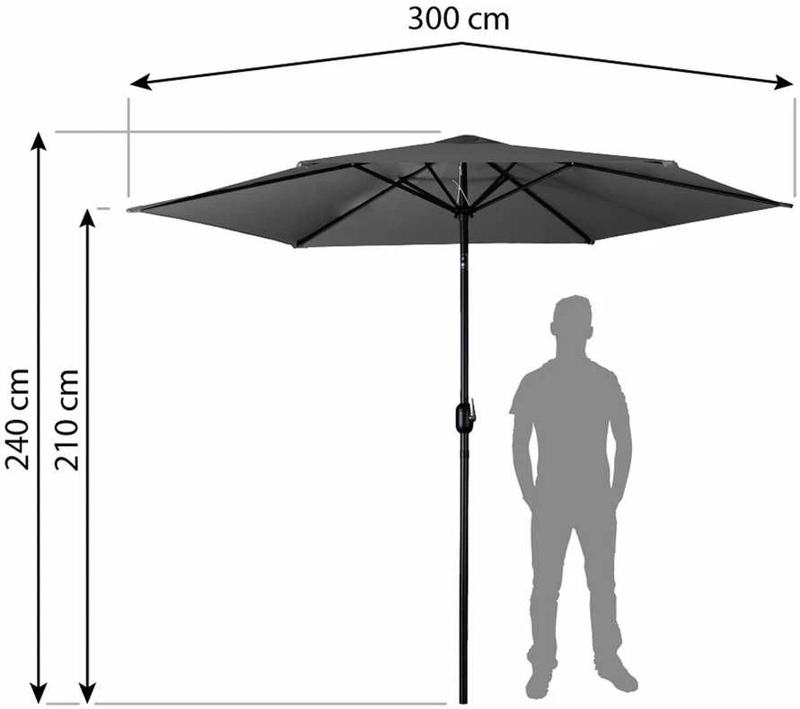 Sulankstomas sodo skėtis, 6 dalių, 300 cm, su uždanga, „Plonos PL-884“