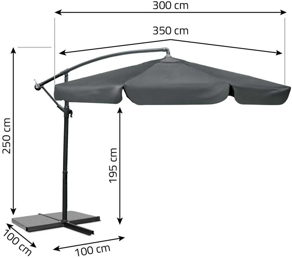 Sulankstomas sodo skėtis, 6 dalių, 350 cm, su uždanga, „Plonos PL-880“