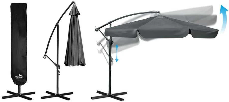 Sulankstomas sodo skėtis, 6 dalių, 350 cm, su uždanga, „Plonos PL-880“