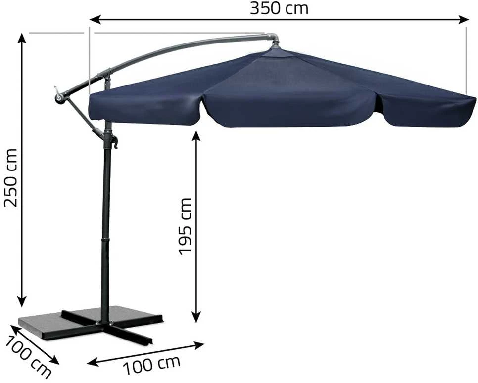 Lankstomas 6 segmentų 350 cm sodinis skėtis su dėklu Plonos PL-880