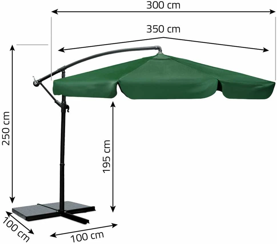 Sulankstomas sodo skėtis, 8 segmentų, 350 cm, su uždanga, „Plonos PL-881“