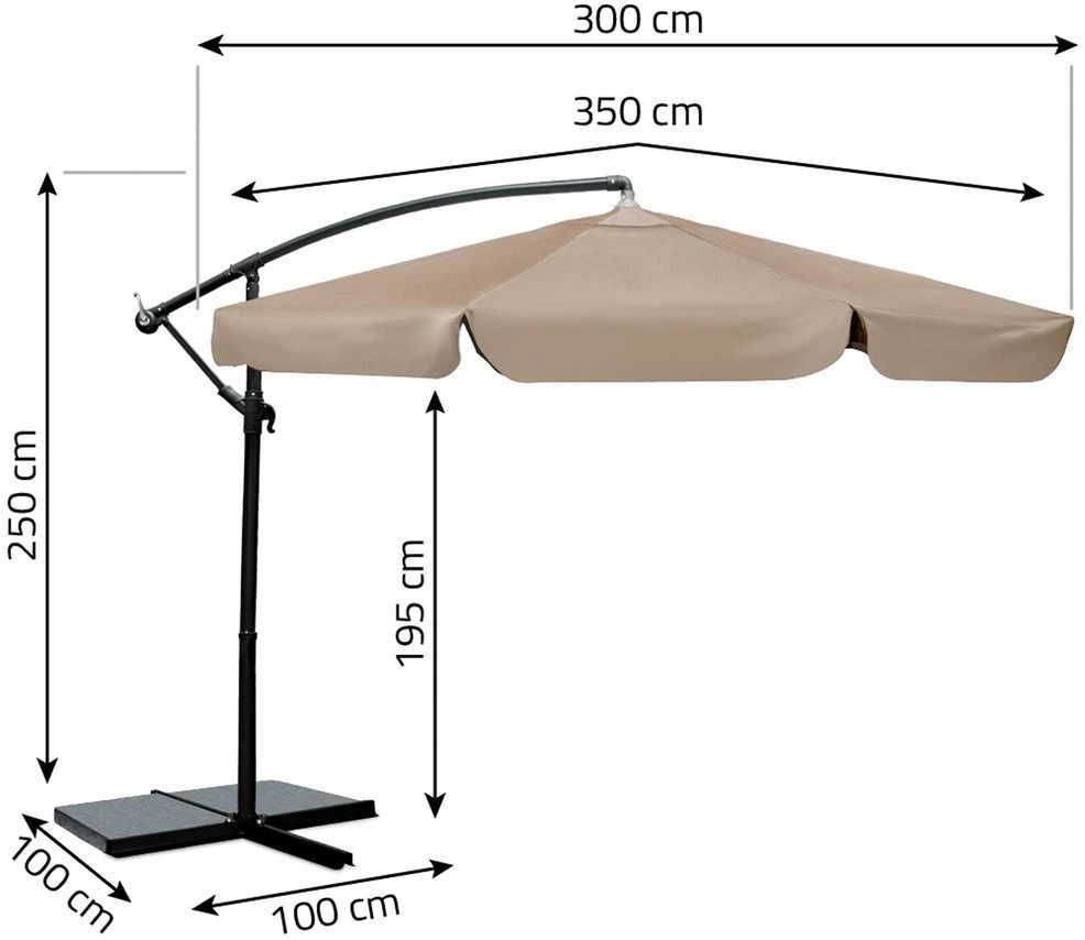 Sulankstomas 8 segmentų 350 cm sodinis skėtis su dėklu Plonos PL-881