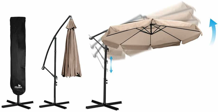 Sulankstomas 8 segmentų 350 cm sodinis skėtis su dėklu Plonos PL-881