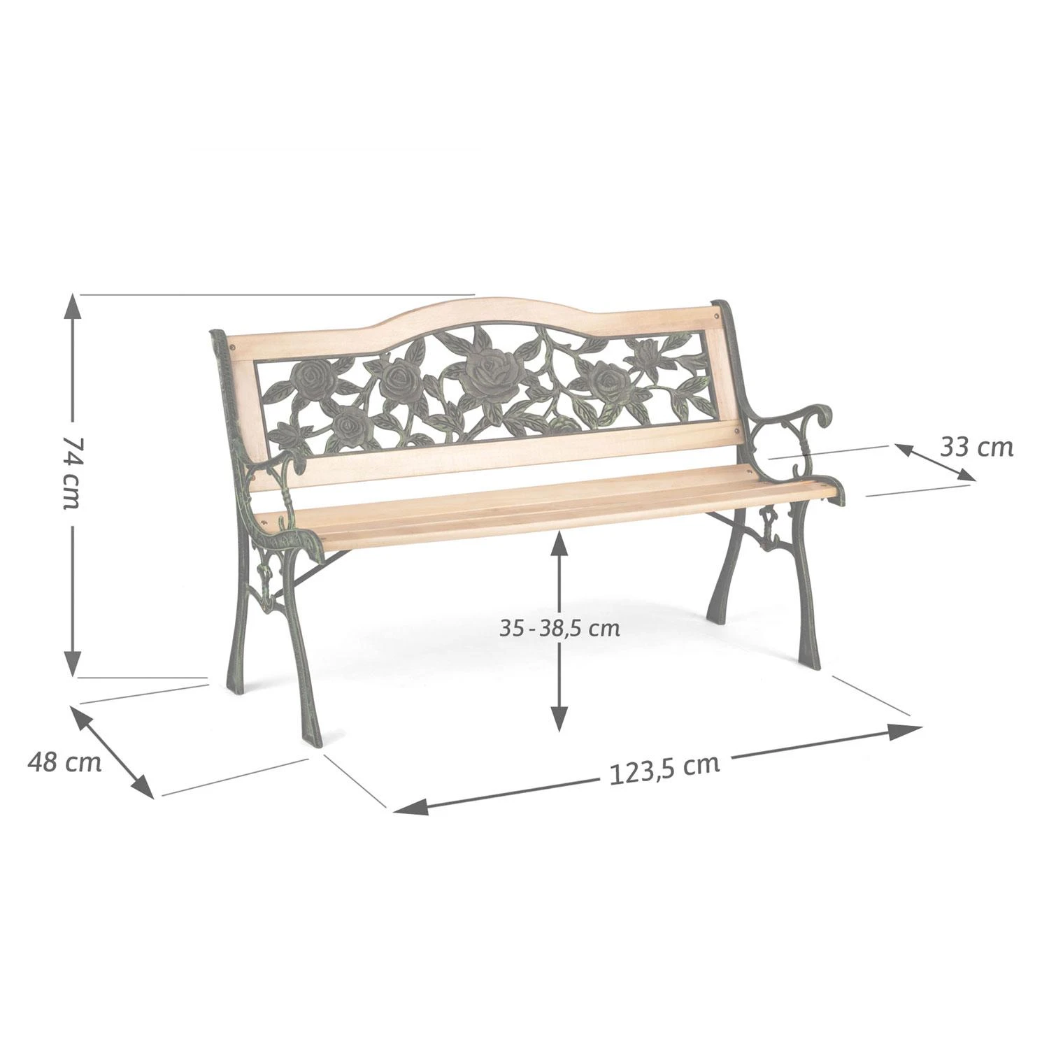 Parko suoliukas su atlošu 123,5 x 74 x 48 cm Sofotel Gardi Rose