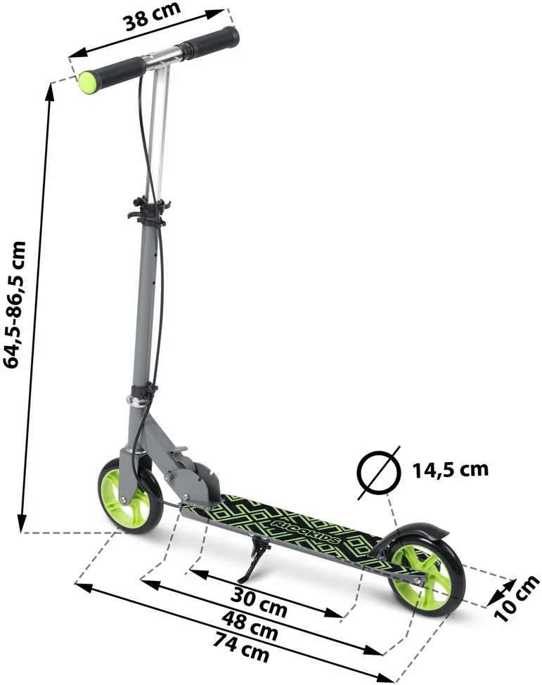 Ricokids Kodi pilkai žalias paspirtukas