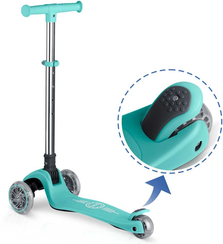 Ricokids Glow triratis vaikų balansinis paspirtukas šviečiantis tamsoje turkio spalvos