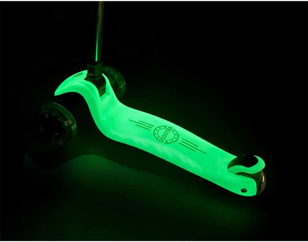 Ricokids Glow triratis vaikų balansinis paspirtukas šviečiantis tamsoje turkio spalvos