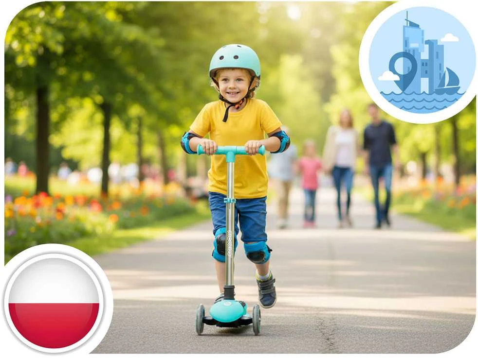 Ricokids Glow triratis vaikų balansinis paspirtukas šviečiantis tamsoje turkio spalvos