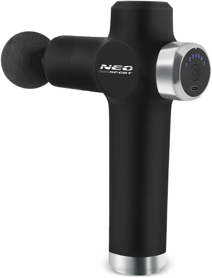 Kūno masažo pistoletas NS-501 Neo-sport juodas su 8 antgaliais
