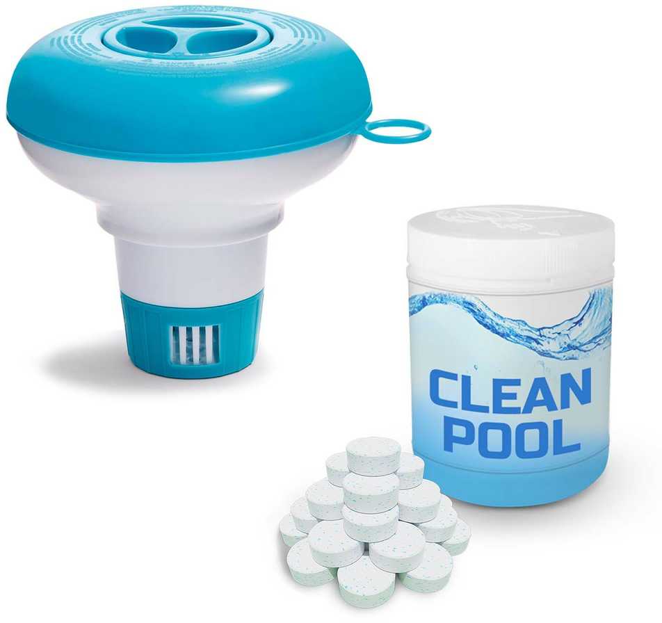 Intex Plaukiojantis cheminių medžiagų dozatorius + 1kg daugiafunkcinių tablečių