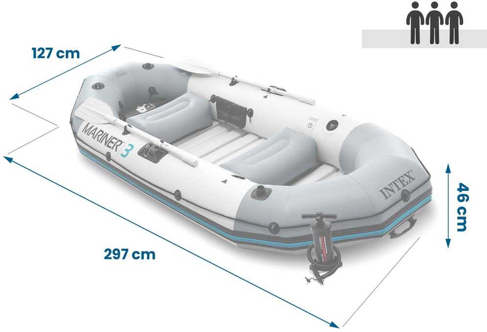 „Mariner“ valtis su 3 irklais ir pompa, 297 x 127 x 46 cm, INTEX, 68373