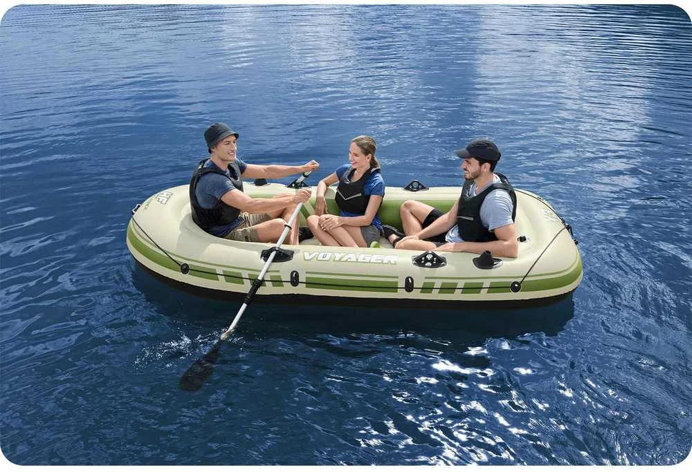 Bestway pripučiamas pontonas + irklai 294 x 137 cm Voyager X3 plaustų rinkinys 65164