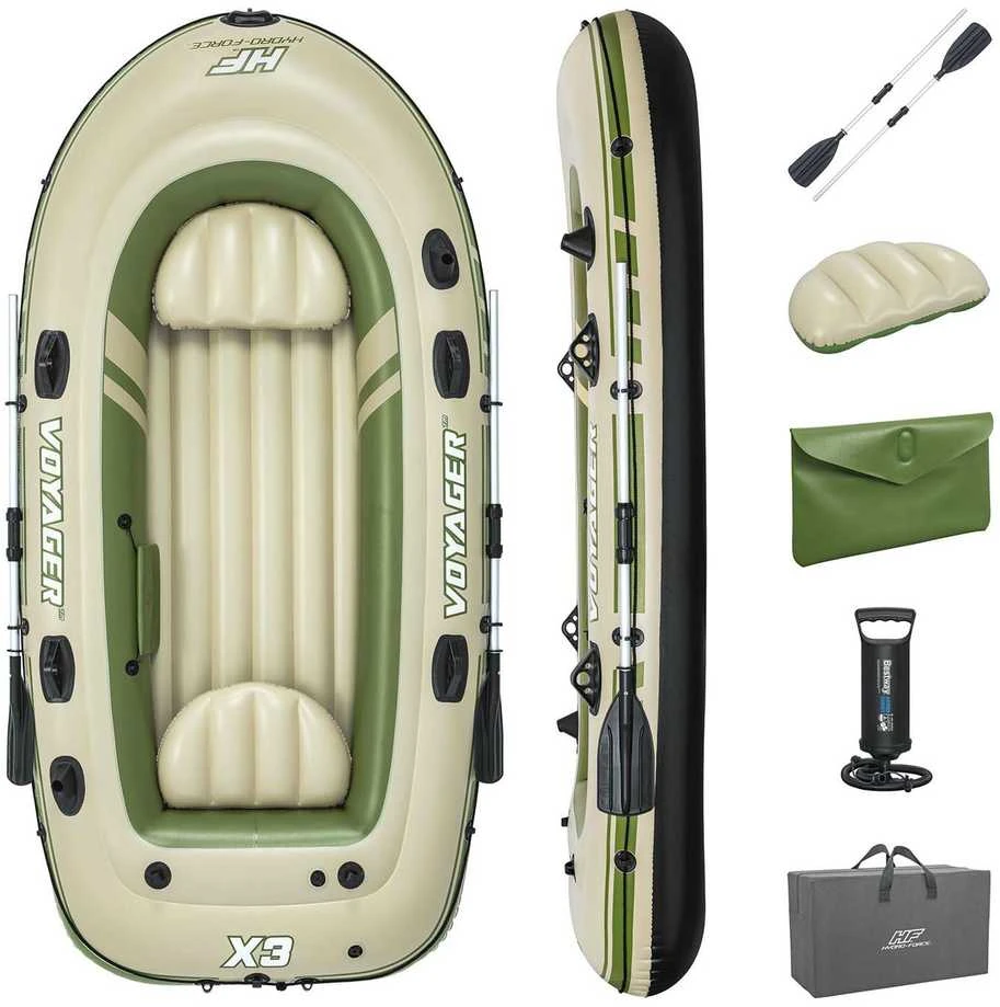Bestway pripučiamas pontonas + irklai 294 x 137 cm Voyager X3 plaustų rinkinys 65164