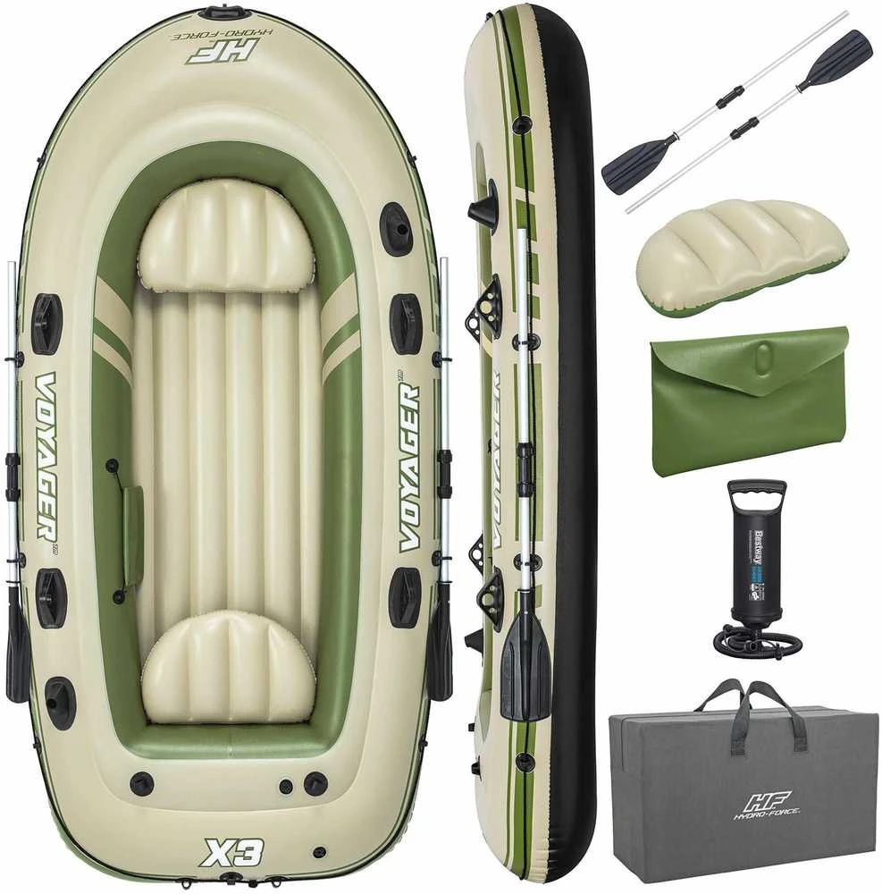 Bestway pripučiamas pontonas + irklai 294 x 137 cm Voyager X3 plaustų rinkinys 65164