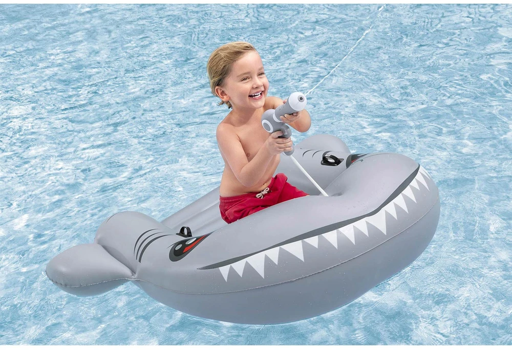 Pripučiamas plūduras Bestway SHARKVENTURE. pilkas. 1,60 x 1,15 cm