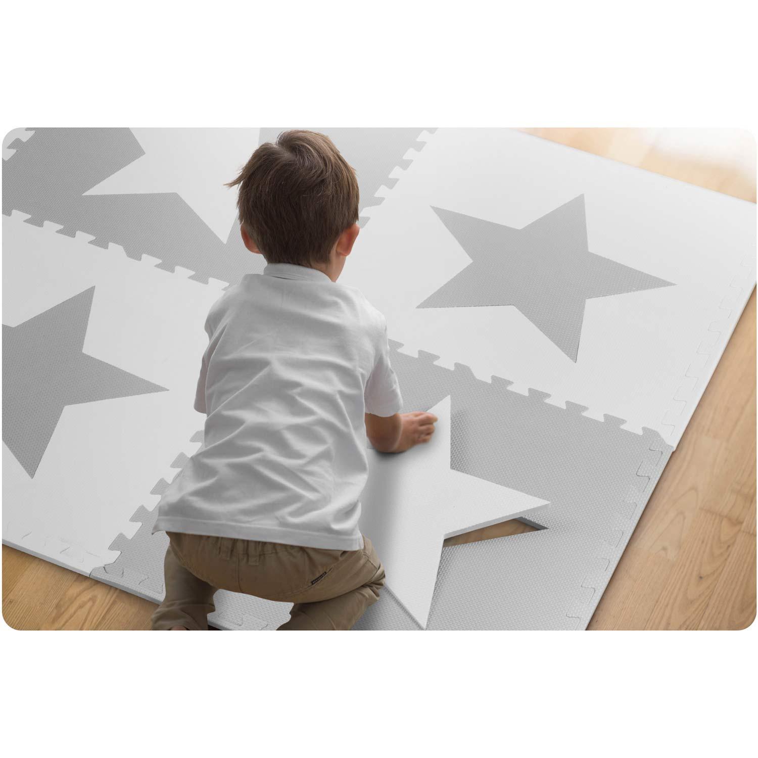 Ricokids Didelis putplasčio dėlionės kilimėlis, putplasčio šachmatų lentos raštas, 180x180 cm, 9 vnt. - žvaigždutės