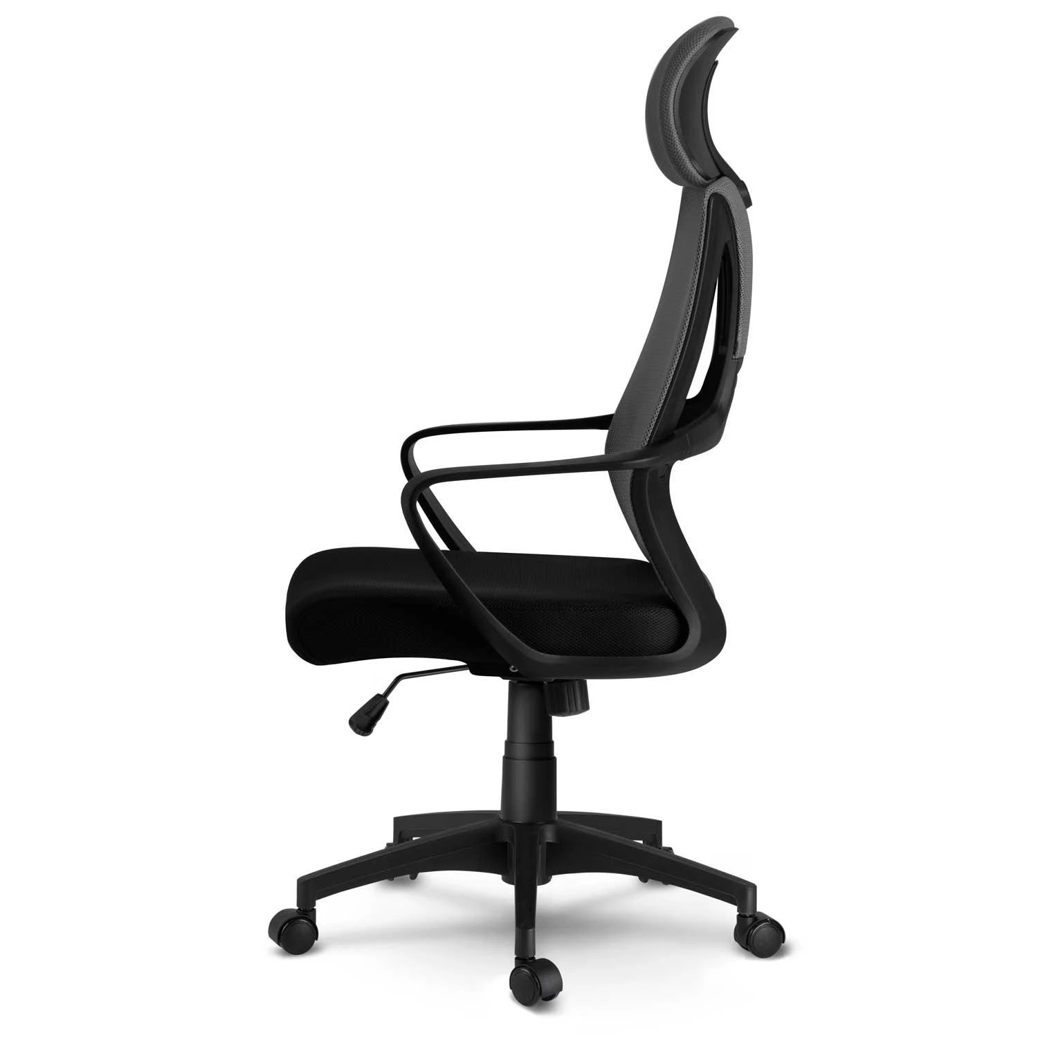 Sofotel Biuro kėdė su mikrotinklu, pilka ergonomiška stalo kėdė, reguliuojama galvos atrama, kvėpuojanti biuro kėdė, patogi kompiuterio kėdė