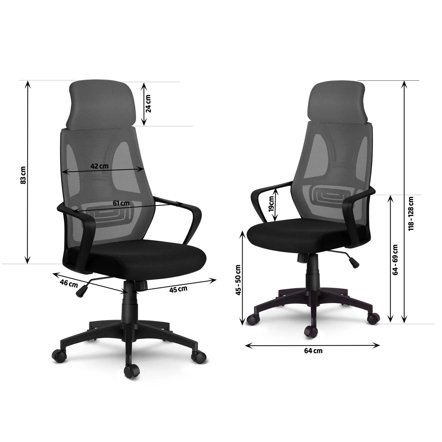 Sofotel Biuro kėdė su mikrotinklu, pilka ergonomiška stalo kėdė, reguliuojama galvos atrama, kvėpuojanti biuro kėdė, patogi kompiuterio kėdė