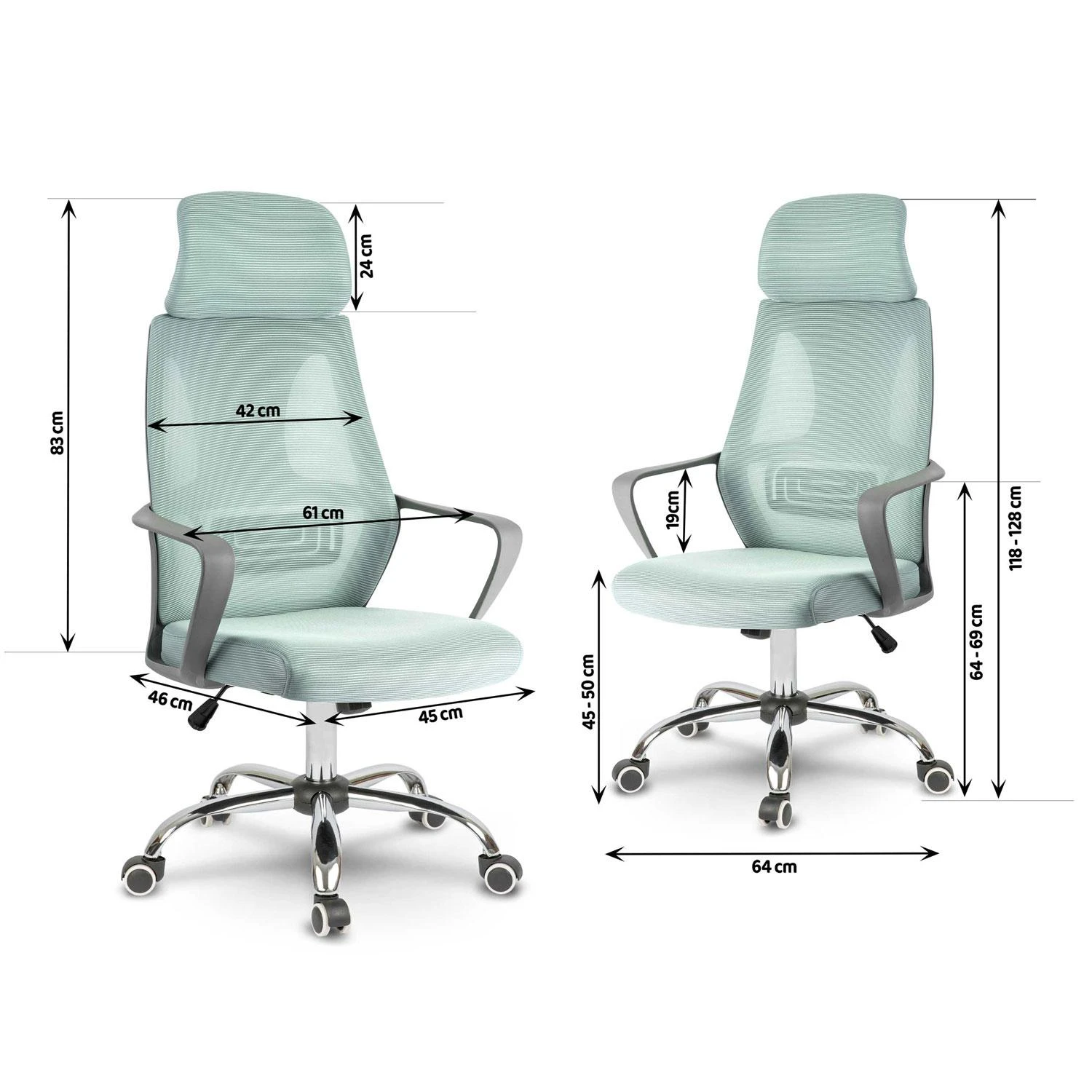 Sofotel Biuro kėdė su tinklelio atlošu, reguliuojama galvos atrama ir aukščiu, ergonomiškas dizainas, modernus stilius, patogus sėdėjimas