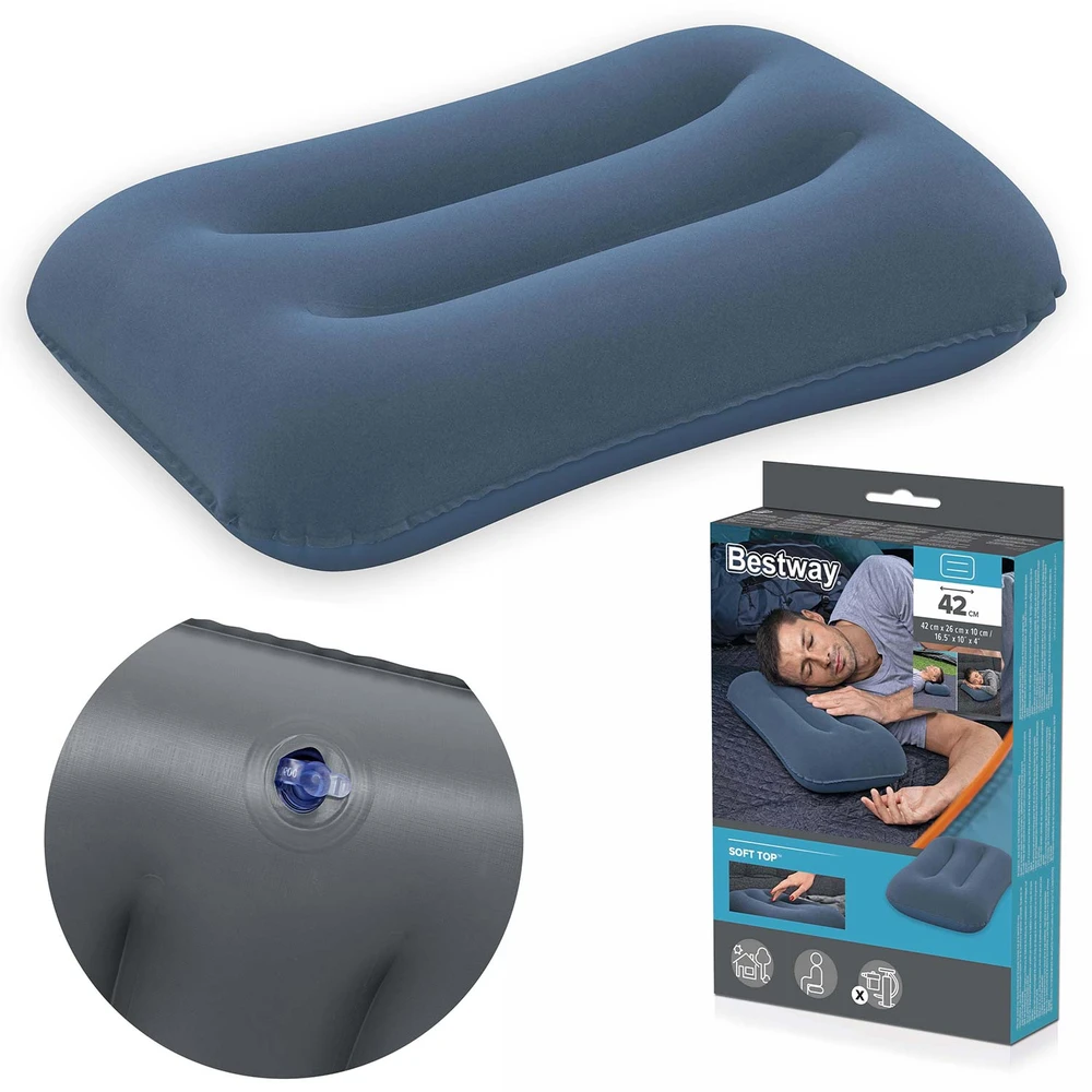 Pripučiama veliūrinė pagalvė 42 x 26 cm Bestway 67121 tamsiai mėlyna