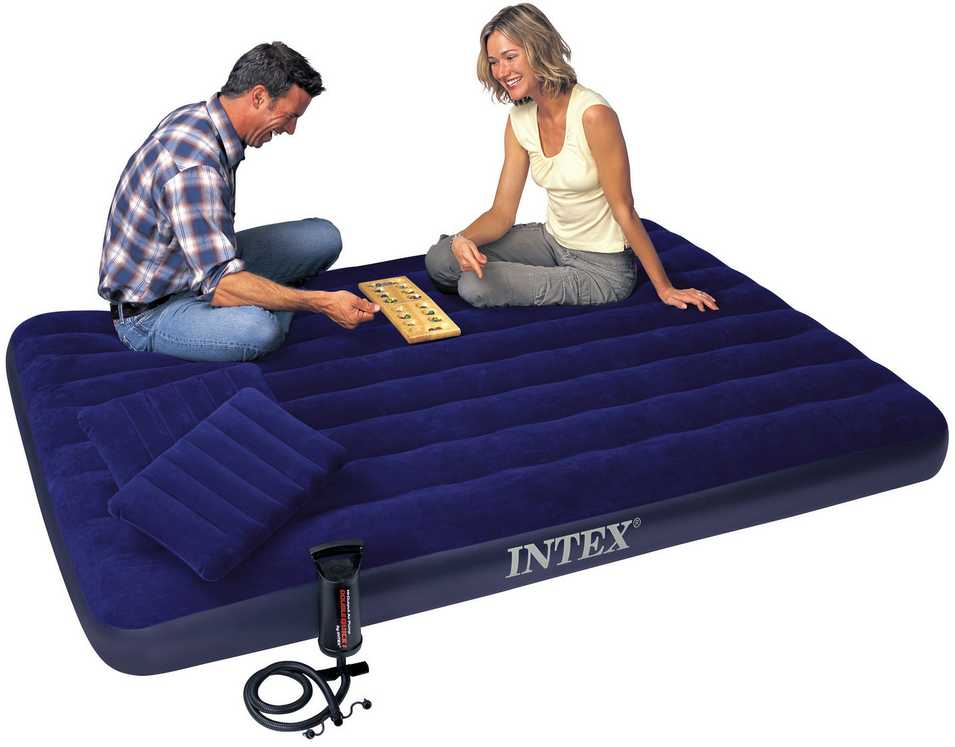 Pripučiamas čiužinys 203x152x22 cm su stūmokliniu pompa INTEX 68765