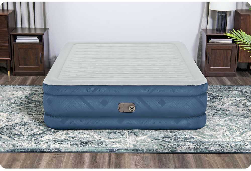 "Bestway® Fortech™" Pripučiamas dvivietis čiužinys "Snugable Top™" įmontuotas kintamosios srovės siurblys, 203 x 152 x 46 cm