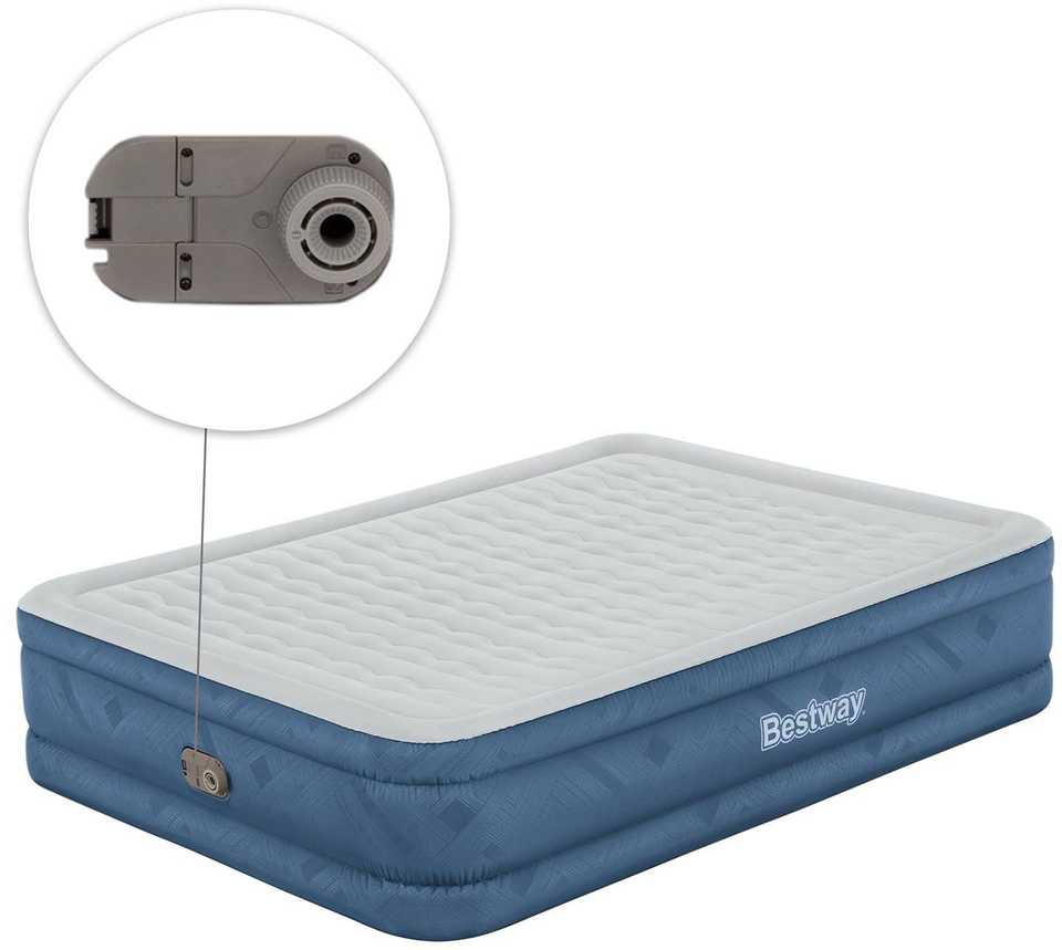 "Bestway® Fortech™" Pripučiamas dvivietis čiužinys "Snugable Top™" įmontuotas kintamosios srovės siurblys, 203 x 152 x 46 cm