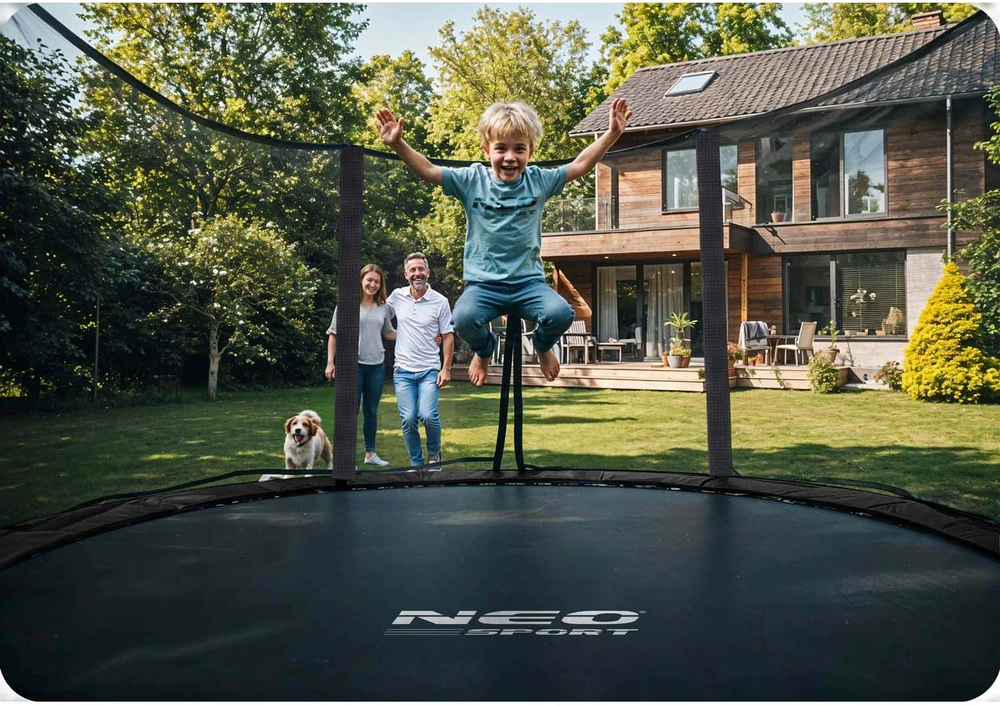 Profiliuotas sodo batutas 12 pėdų / 374 cm su vidiniu Neo-Sport tinkleliu