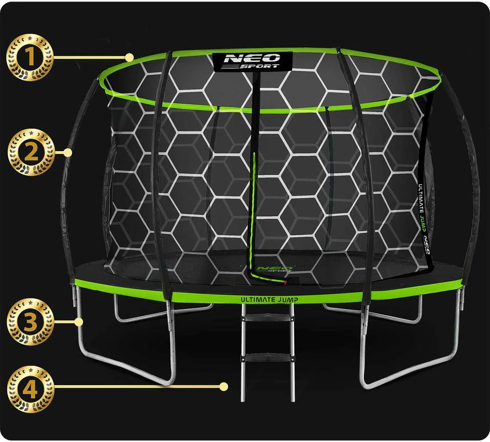Profiliuotas sodo batutas 12 pėdų / 374 cm su vidiniu Neo-Sport tinkleliu