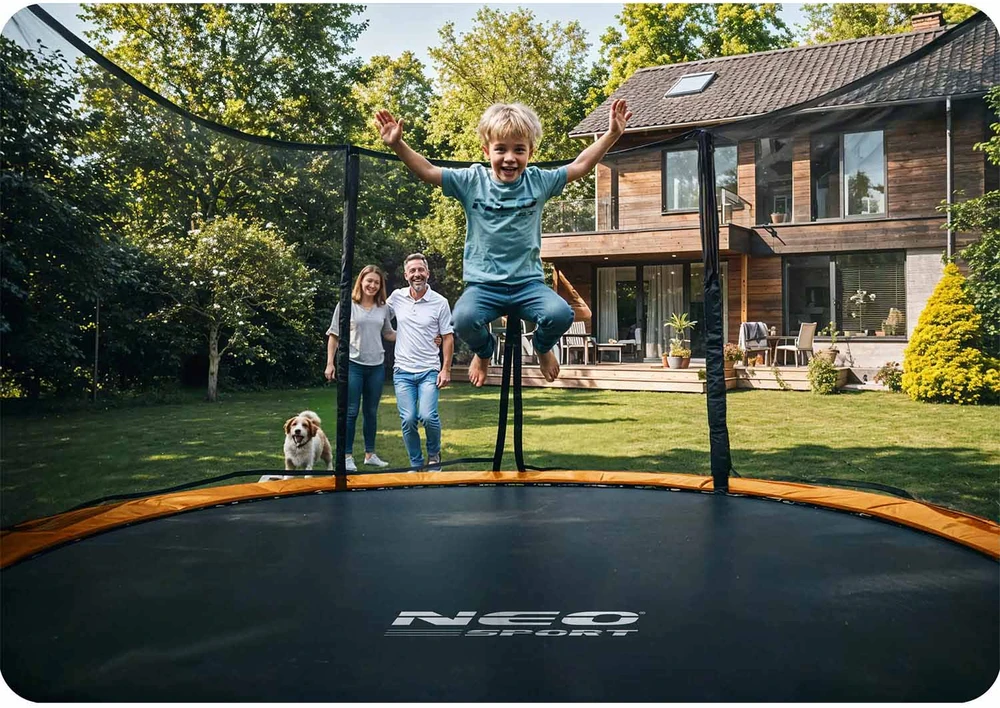 Profiliuotas sodo batutas 12 pėdų / 374 cm su vidiniu Neo-Sport tinkleliu