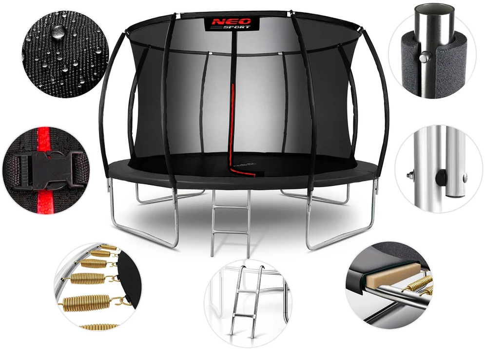 Profiliuotas sodo batutas 12 pėdų / 374 cm su vidiniu Neo-Sport tinkleliu
