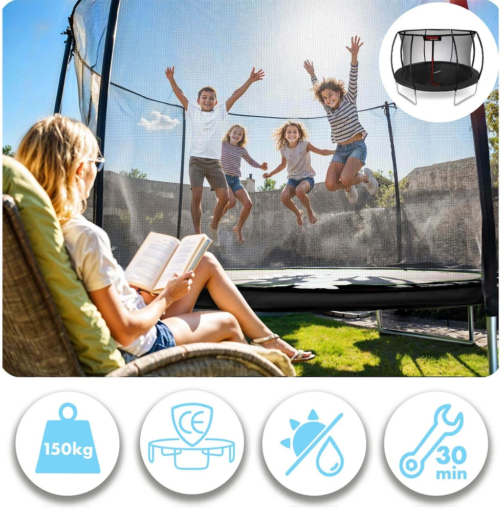 Profiliuotas sodo batutas 12 pėdų / 374 cm su vidiniu Neo-Sport tinkleliu
