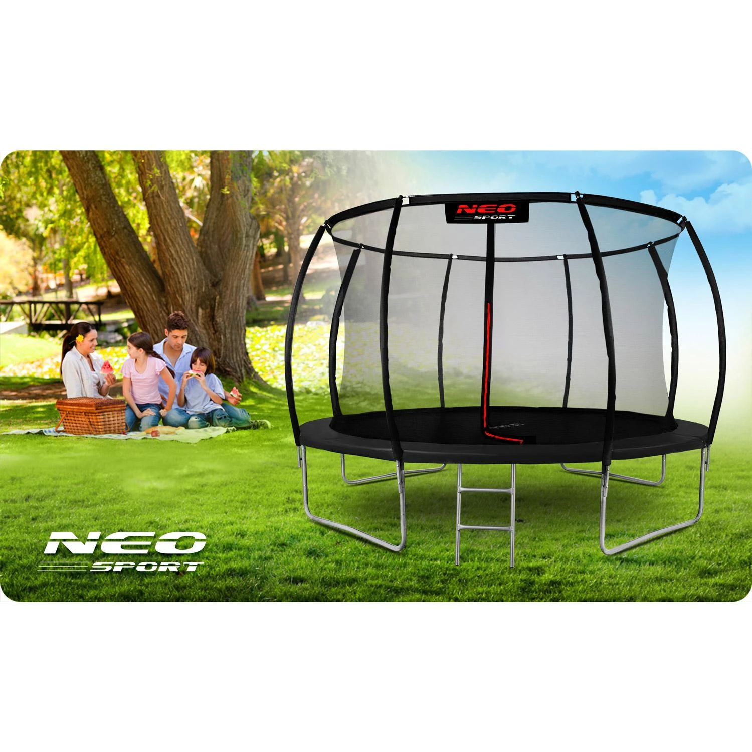 Profiliuotas sodo batutas 12 pėdų / 374 cm su vidiniu Neo-Sport tinkleliu