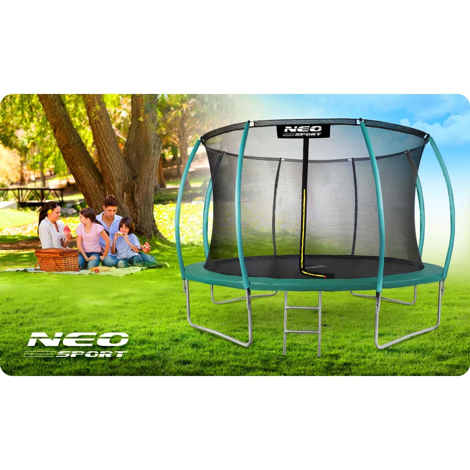 Profiliuotas sodo batutas 12 pėdų / 374 cm su vidiniu Neo-Sport tinkleliu