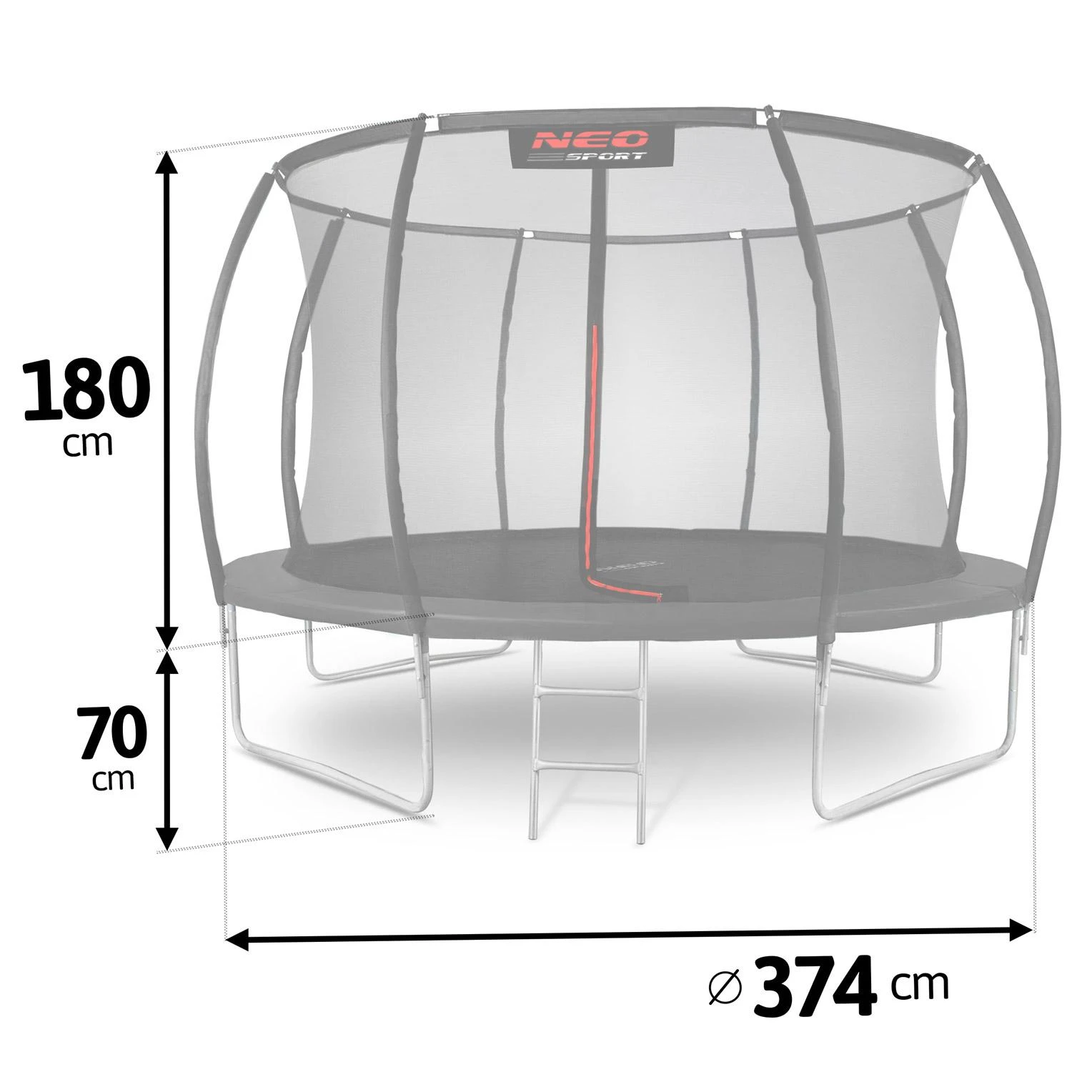 Profiliuotas sodo batutas 12 pėdų / 374 cm su vidiniu Neo-Sport tinkleliu