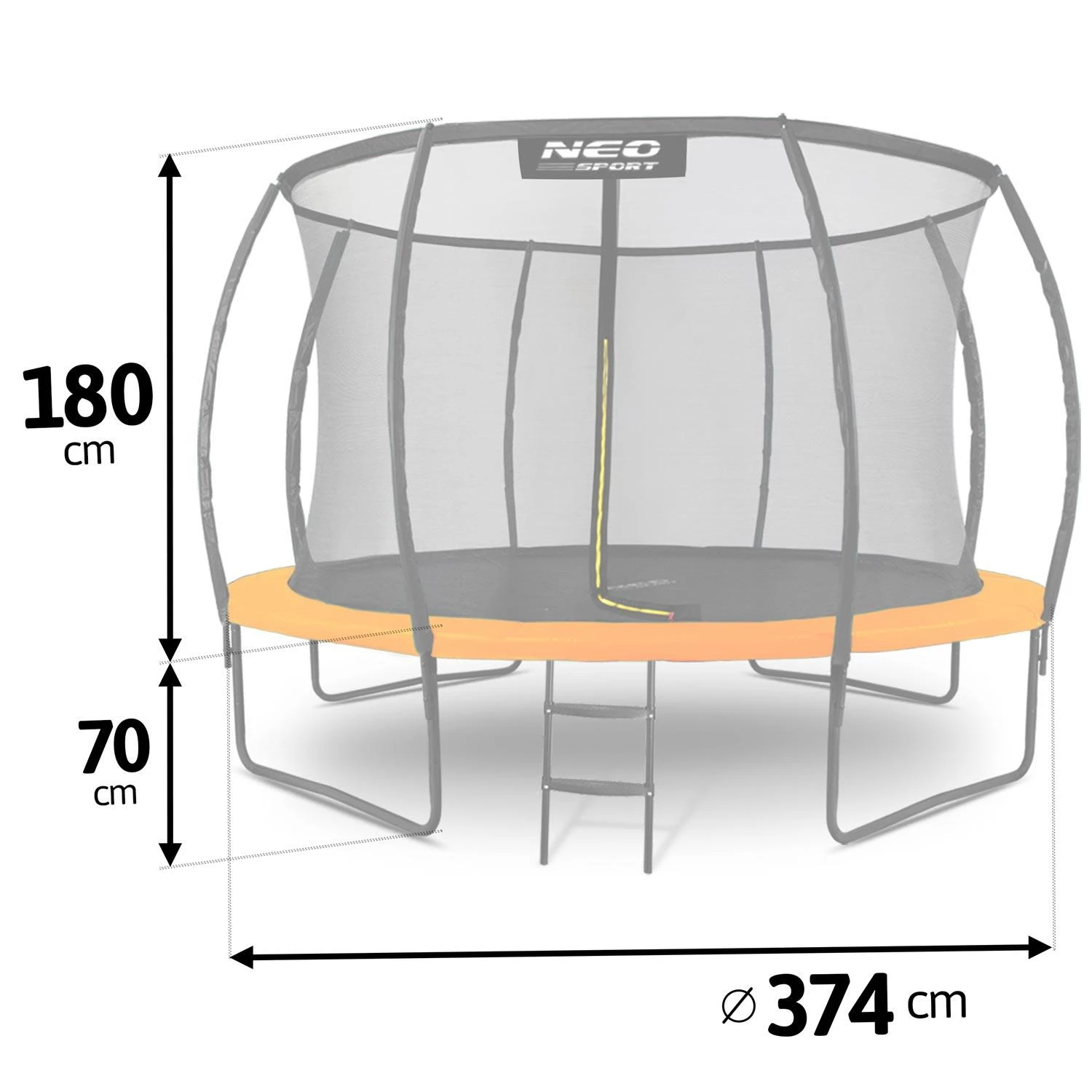 Profiliuotas sodo batutas 12 pėdų / 374 cm su vidiniu Neo-Sport tinkleliu