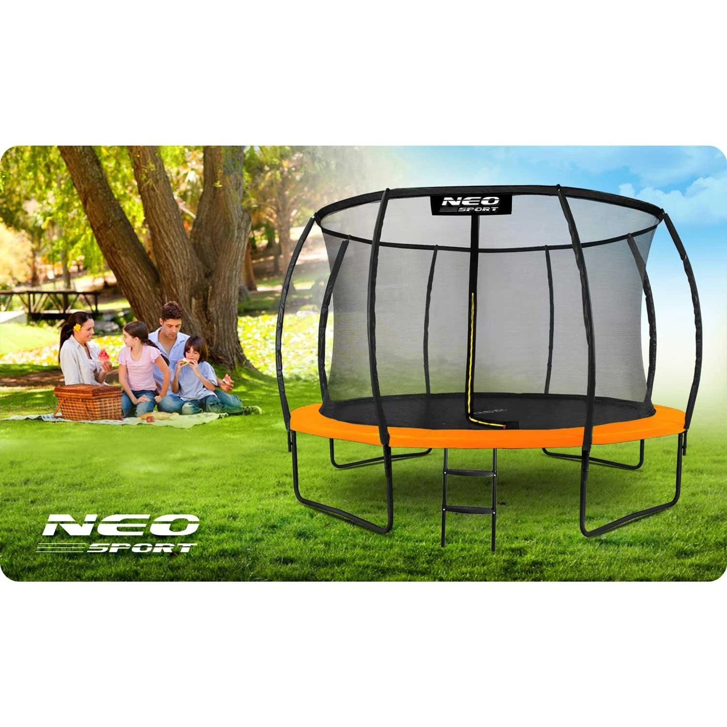Profiliuotas sodo batutas 12 pėdų / 374 cm su vidiniu Neo-Sport tinkleliu